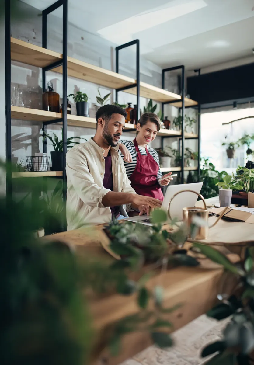 Small business owners working together